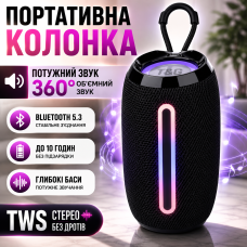 Портативна блютуз колонка для музики FM радіо LED підсвітка гучний зв’язок TG653 Black Speakerphone TWS Bluetooth optc-9955