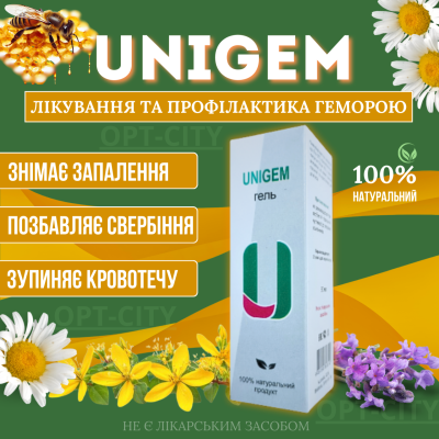 Гель від геморою ЮніГем позбавляє болю з перших застосувань Unigem opt-D4214