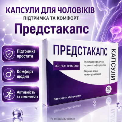 Капсули для простати чоловічого здоров'я сечостатевої системи Предстакапс для чоловіків підтримка тонусу і комфорту opt-D5082