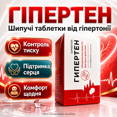 Шипучие таблетки от гипертонии Giperten препарат от давления для сердца сосудов кровообращения сердечно сосудистой системы
