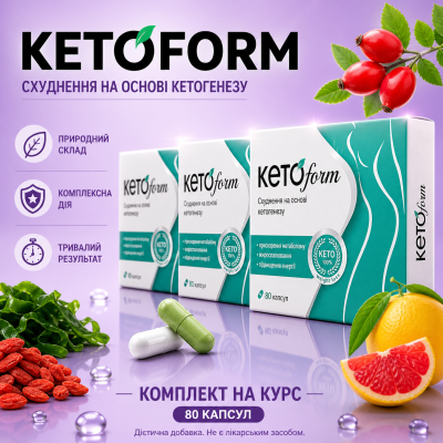KetoForm 80 капсул КетоФорм для схуднення контроль апетиту прискорення метаболізму жироспалювач детокс комплекс (opt-D80-1141)
