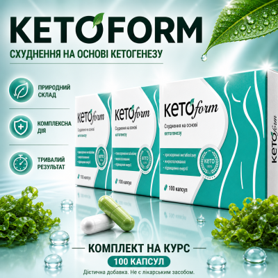 KetoForm 100 капсул Кето Форм для схуднення контроль апетиту прискорення метаболізму жироспалювач детокс комплекс (opt-D5-1141)