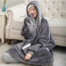 Толстовка-плед з капюшоном і рукавами тепла махрова оверсайз для дому Huggle Hoodie Blanket сіра худі ковдра для затишку Opt City