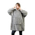 Толстовка-плед з капюшоном і рукавами тепла махрова оверсайз для дому Huggle Hoodie Blanket сіра худі ковдра для затишку Opt City