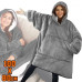 Толстовка-плед з капюшоном і рукавами тепла махрова оверсайз для дому Huggle Hoodie Blanket сіра худі ковдра для затишку Opt City