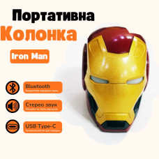 Портативна колонка блютуз Iron Man бездротова акустика стерео з підсвіткою USB Type-C micro USB колонка у вигляді шолома Marvel