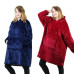 Толстовка-плед Huggle Hoodie Blanket з капюшоном і рукавами синя теплий плед-худі оверсайз домашній халат-плед для дому
