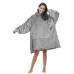 Толстовка-плед Huggle Hoodie Blanket з капюшоном і рукавами синя теплий плед-худі оверсайз домашній халат-плед для дому