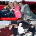 Толстовка-плед Huggle Hoodie Blanket з капюшоном і рукавами синя теплий плед-худі оверсайз домашній халат-плед для дому