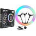 Кільцева RGB LED лампа для фото відео та макіяжу MJ36 36 см 3 тримачі телефона регулювання яскравості світло для контенту Opt City
