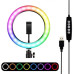 Кільцева RGB LED лампа для фото відео та макіяжу MJ33 33 см USB регулювання яскравості світло для контенту і стрімів блогера Opt