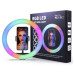 Кільцева RGB LED лампа для фото відео та макіяжу MJ33 33 см USB регулювання яскравості світло для контенту і стрімів блогера Opt