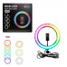 Кільцева RGB LED лампа для фото відео та макіяжу MJ33 33 см USB регулювання яскравості світло для контенту і стрімів блогера Opt