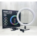 Кільцева RGB LED лампа для фото відео та макіяжу MJ33 33 см USB регулювання яскравості світло для контенту і стрімів блогера Opt
