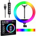 Кільцева RGB LED лампа для фото відео та макіяжу MJ26 26 см USB регулювання яскравості кріплення телефона світло для контенту Opt