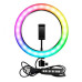 Кільцева RGB LED лампа для фото відео та макіяжу MJ26 26 см USB регулювання яскравості кріплення телефона світло для контенту Opt