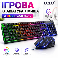 Ігрова клавіатура та миша UKC M710 з RGB підсвіткою дротовий USB комплект 104 клавіші gaming keyboard для ПК Opt City