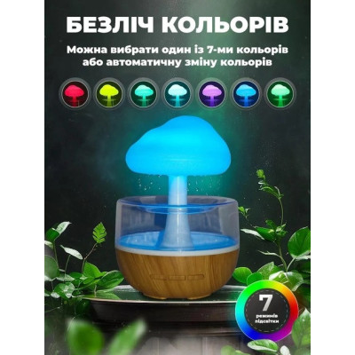 Зволожувач повітря RGB підсвітка зволожувач іонізатор Грибок з ефектом дощу Opt City