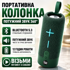 Блютуз колонка портативна з FM радіо USB microSD speakerphone TG619 green бездротова стерео акустика Bluetooth optc-10391
