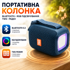 Портативна блютуз колонка з підсвічуванням радіо синя TG339 5W RGB TWS speakerphone blue Bluetooth для музики optc-9942