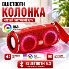 Портативна блютуз колонка для музики та відпочинку стерео TG642 Red RGB підсвітка потужний звук AUX Bluetooth optc-10025