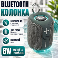 Портативна блютуз колонка для дому відпочинку сіра з радіо підсвічуванням гучний зв'язок TG658 FM RGB speakerphone grey optc-10009