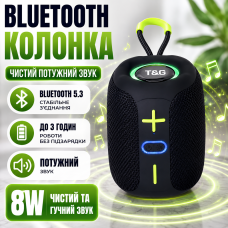 Портативна блютуз колонка чорна для дому відпочинку з радіо підсвічуванням гучний зв'язок TG658 FM RGB speakerphone bluetooth