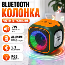 Портативна блютуз колонка для дому відпочинку та вечірок стерео звук RGB підсвітка TG359 TWS green гучний зв'язок Bluetooth