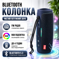Портативна блютуз колонка для музики та відпочинку водонепроникна TG365 Speakerphone Black RGB підсвітка FM з ремінцем радіо
