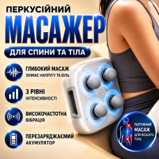 Массажер перкуссионный Massage Gun S2 для мышц шеи спины плеч вибромассажер 4 насадки аккумуляторный USB релакс Opt City