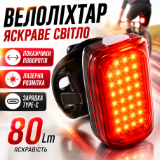 Велофара 38 LED для велосипеда акумуляторна Type-C IPX4 4 режими MY-2106 компактний велоліхтар Li-Ion акумулятор optc-10692