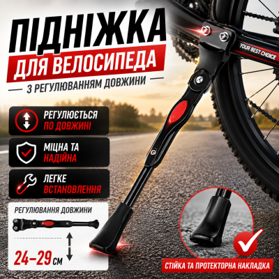 Підніжка для велосипеда регульована металева для міських і гірських велосипедів DFC-11 надійна опора optc-9349