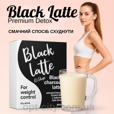 Блек Лате Premium Detox 100 г вугільний латте для схуднення з активованим вугіллям спалення жиру та очищення організму opt-PD-1990