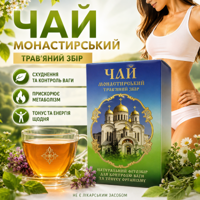 Чай для схуднення контроль ваги підтримка метаболізму фітозбір тонус організму Монастирський щоденний напій city-1109