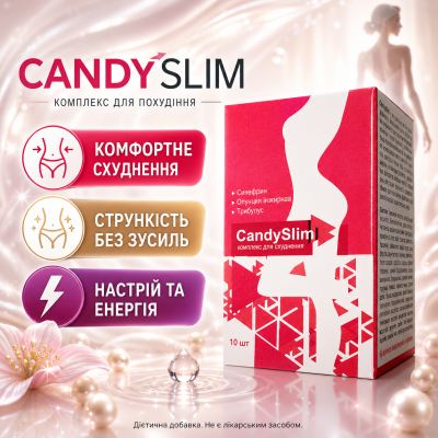 Таблетки для схуднення швидкого зниження ваги спалення жиру контроль апетиту Candy Slim стрункість та легкість city-0099