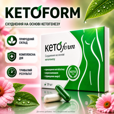 Капсули для схуднення 20 капсул КетоФорм підтримка кетодієти KetoForm контроль апетиту упаковка(cit-1141) city-cit-1141