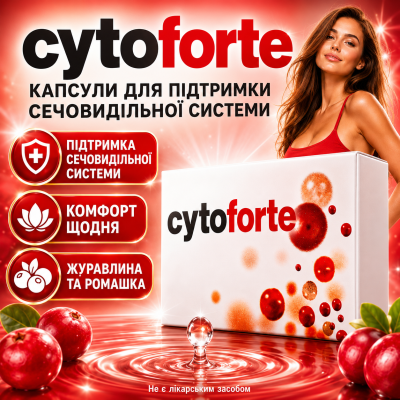 Капсули від циститу CytoForte для сечового міхура сечовивідних шляхів ЦитоФорте урологічний комплекс при циститі city-4208