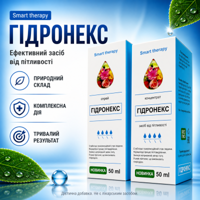 Гідронекс комплекс від пітливості концентрат і спрей зменшення поту контроль запаху природна формула детокс city-4141