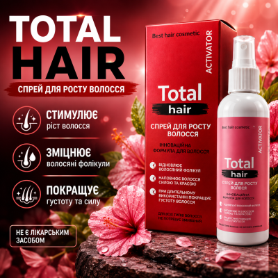 Спрей для роста волос укрепление корней уход против ломкости густота и блеск Total Hair природный комплекс city-6001