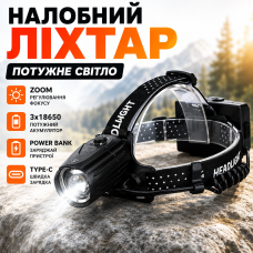 Налобний ліхтар акумуляторний BL-T35-P160 для туризму риболовлі кемпінгу Type-C Power Bank zoom P160 Box optc-11640