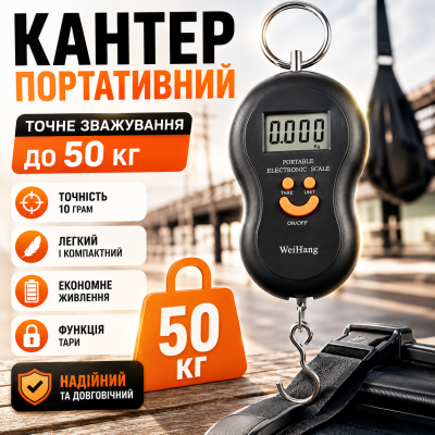 Електронний кантер 50 кг точність 10 г ваги для багажу продуктів функція тари компактний 603A портативний optc-1396